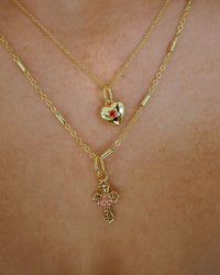 Cross My Heart Charm Necklace- Gold View 3