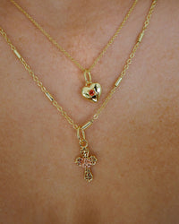 Cross My Heart Charm Necklace- Gold View 3
