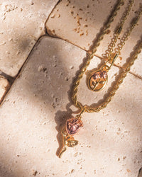 Rosa Double Charm Necklace- Gold View 3