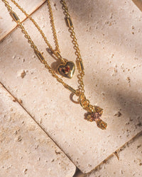 Cross My Heart Charm Necklace- Gold View 2