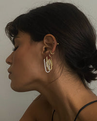 Pave Paper Clip Earrings- Gold View 2