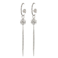 The Fleur Spike Drop Earrings- Silver View 1