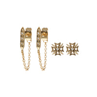 The Fleur + Spike Studs Set- Gold