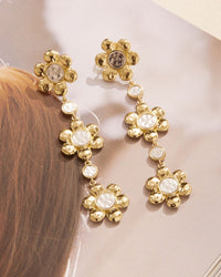 Flora Drop Earrings- Gold View 3