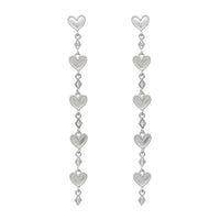 Dotted Heart Drop Studs- Silver
