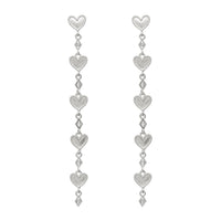 Dotted Heart Drop Studs- Silver
