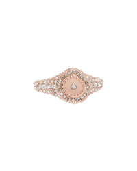 Pave Coin Signet Ring- Rose Gold
