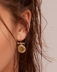 Pave Coin Hook Earrings- Rose Gold View 2
