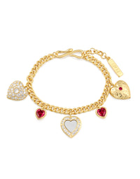 Hanging Hearts Charm Bracelet- Gold View 1