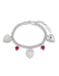 Hanging Hearts Charm Bracelet- Silver View 1