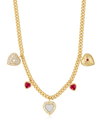 Hanging Hearts Charm Necklace- Gold View 1