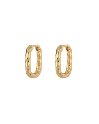 Hammered Chain Link Huggies- Gold