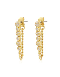 Hex Pave Chain Studs- Gold