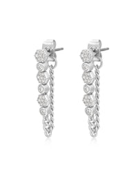 Hex Pave Chain Studs- Silver View 1