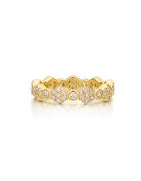Hex Pave Disc Ring- Gold View 1