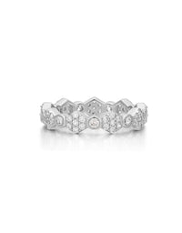 Hex Pave Disc Ring- Silver View 1