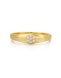 Hex Pave Signet Ring- Gold