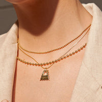 Double Ball Chain Necklace- Gold View 5