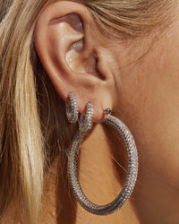 Pave Amalfi Hoops- Silver View 7