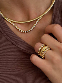 Bezel Stone Ring Set- Gold View 4