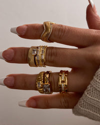 The Wavey Snake Chain Ring- Gold View 5