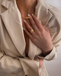 The Wavey Snake Chain Ring- Gold View 4