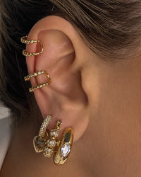 Beaded Diamonte Ear Cuff- Gold View 4