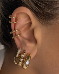 Stone Orb Hoops- Gold View 6