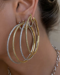 Stardust Pave Hoops- Silver view 2