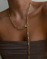 Pave Clasp Lariat- Gold View 7