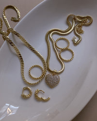 Pave Puffy Heart Necklace- Gold View 5