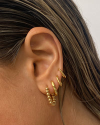 Beaded Chain Link Huggies- Gold View 2