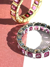 Bezel Emerald Ballier Ring- Pink- Silver View 2