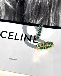 Bezel Emerald Ballier Ring- Emerald Green- Silver View 3