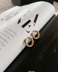 Pave Coco Hinge Hoops- Gold View 7