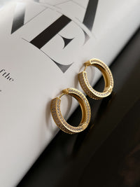 Pave Coco Hinge Hoops- Gold View 3
