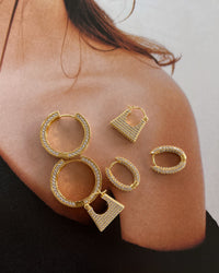 Pave Coco Hinge Hoops- Gold View 5
