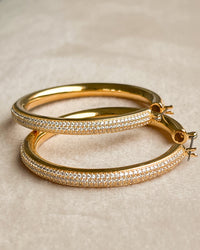 Pave Stripe Amalfi Hoops- Gold View 3