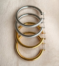 Pave Stripe Amalfi Hoops- Silver View 5