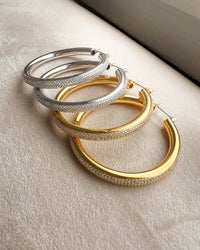Pave Stripe Amalfi Hoops- Gold View 5