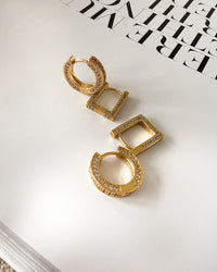 Pave Mini Coco Hinge Hoops- Gold View 3
