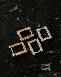 Pave Mini Boxer Hoops- Gold View 5