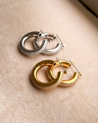 Pave Stripe Baby Amalfi Hoops- Silver View 3