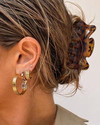 Mini Timepiece Hoops- Gold View 5