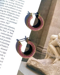 Pave Baby Amalfi Hoops- Pink- Silver View 3