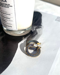 Pave Baby Amalfi Hoops- Blue Sapphire- Gold View 3