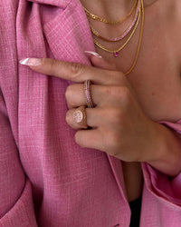 Pave Signet Ring- Pink- Gold View 4