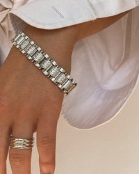 Pave Wristwatch Chain Bracelet- Silver View 4