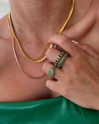Bezel Emerald Ballier Ring- Emerald Green- Gold view 2