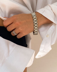Pave Wristwatch Chain Bracelet- Silver View 7